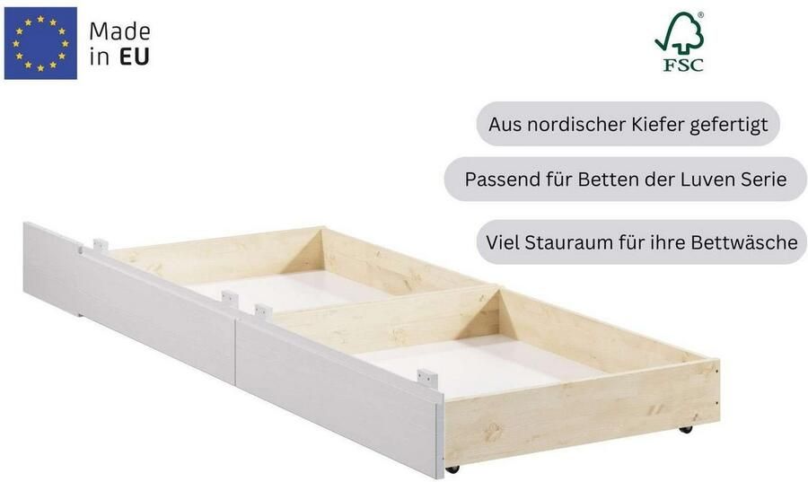 Home affaire Bedlade Luven van massief grenen 2 stuks passen perfect onder het bed luven (2 stuks) - Foto 4