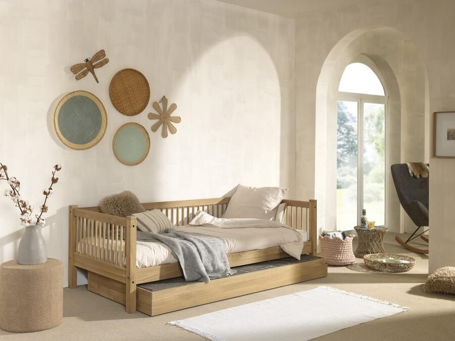 Home affaire Bedlade met rolgeleiding 90x90 cm ook als opbergruimte bruikbaar eiken geolied - Foto 4