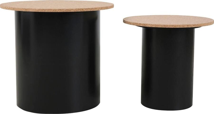Artistiq Living Bijzettafel Maurita Kurk Set van 2 Zwart Rond - Foto 13