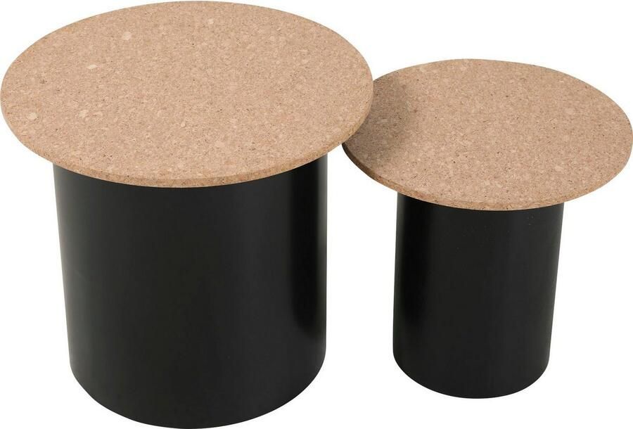 Artistiq Living Bijzettafel Maurita Kurk Set van 2 Zwart Rond - Foto 12