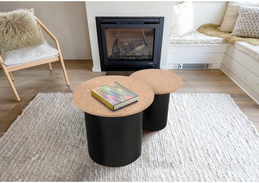 Artistiq Living Bijzettafel Maurita Kurk Set van 2 Zwart Rond - Foto 9