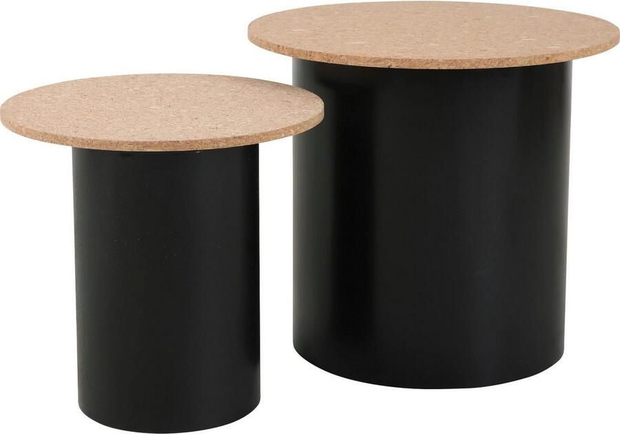 Artistiq Living Bijzettafel Maurita Kurk Set van 2 Zwart Rond - Foto 10