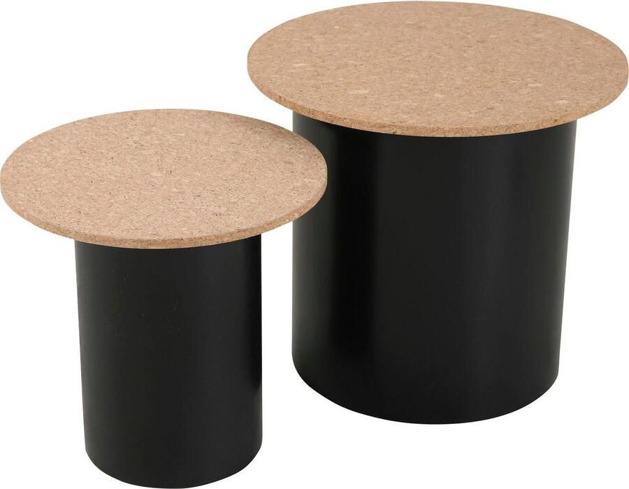 Artistiq Living Bijzettafel Maurita Kurk Set van 2 Zwart Rond - Foto 7