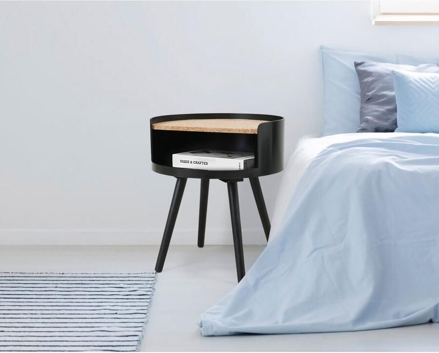 Artistiq Living Bijzettafel Kyeshia Kurk Ø40cm Zwart Vierkant - Foto 5