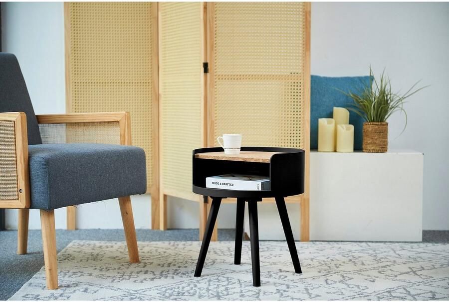 Artistiq Living Bijzettafel Kyeshia Kurk Ø40cm Zwart Vierkant - Foto 10