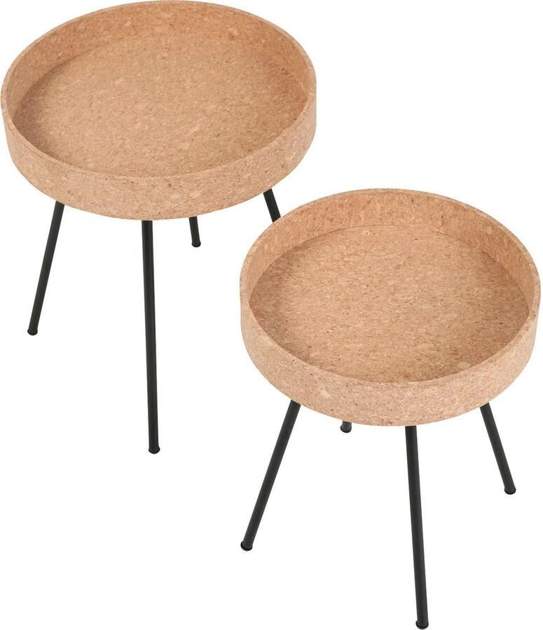 Artistiq Living Bijzettafel Micayla Kurk Set van 2 stuks Hout Rond - Foto 3