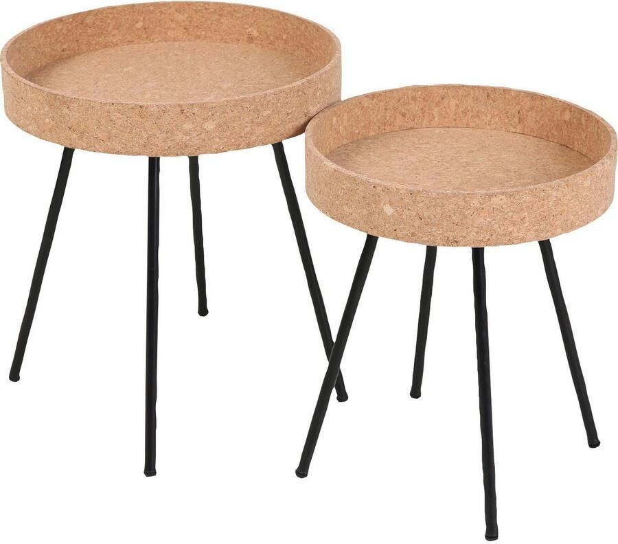 Artistiq Living Bijzettafel Micayla Kurk Set van 2 stuks Hout Rond - Foto 3