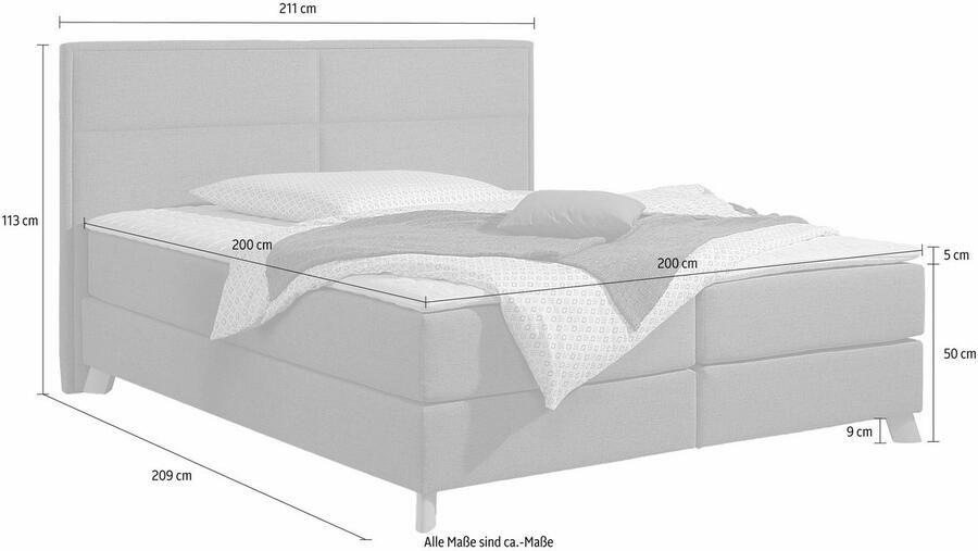 Home affaire Boxspring Caria in 5 breedten 3 matrassen-uitvoeringen 2 hardheden topmatras - Foto 3