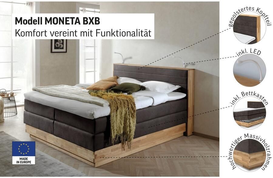 Home affaire Boxspring Cavan Eiken met bedkist & topmatras verschillende hardheden (ook H4) - Foto 5