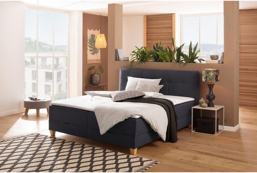 Home affaire Boxspring Lonrai in h2 h3 & h4 en xxl verlengde 220 cm kiesbaar incl. topper