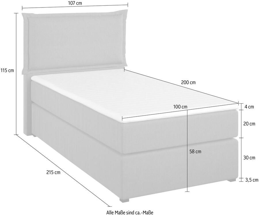 Home affaire Boxspring Lysann 5-voudig verstelbaar hoofdbord in 4 breedten 3 matrassoorten - Foto 2