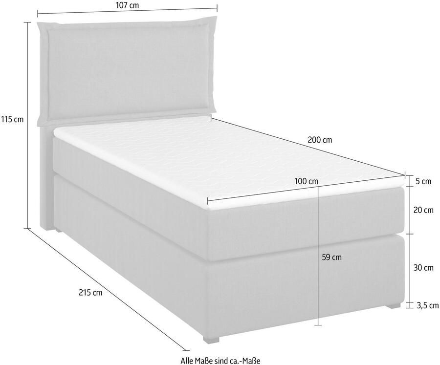 Home affaire Boxspring Lysann 5-voudig verstelbaar hoofdbord in 4 breedten 3 matrassoorten - Foto 2