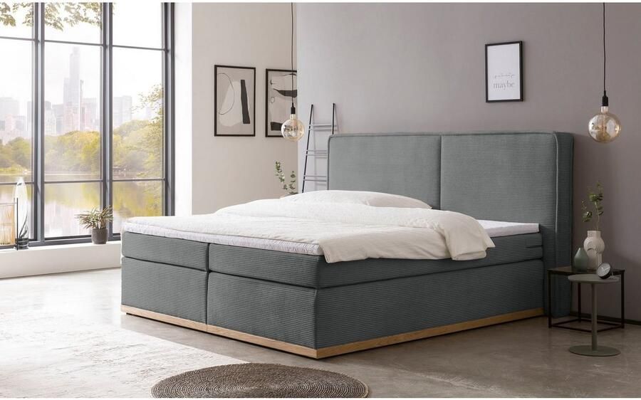 Home affaire Boxspring SHERWOOD Cord Hotelbed gestoffeerd bed premium bed boxspringbed Hoogwaardig corduroy zachte velours-structuur met premium Topper - Foto 6