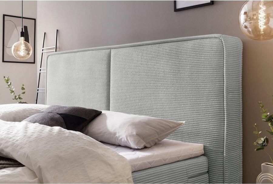 Home affaire Boxspring SHERWOOD Cord Hotelbed gestoffeerd bed premium bed boxspringbed Hoogwaardig corduroy zachte velours-structuur met premium Topper - Foto 4