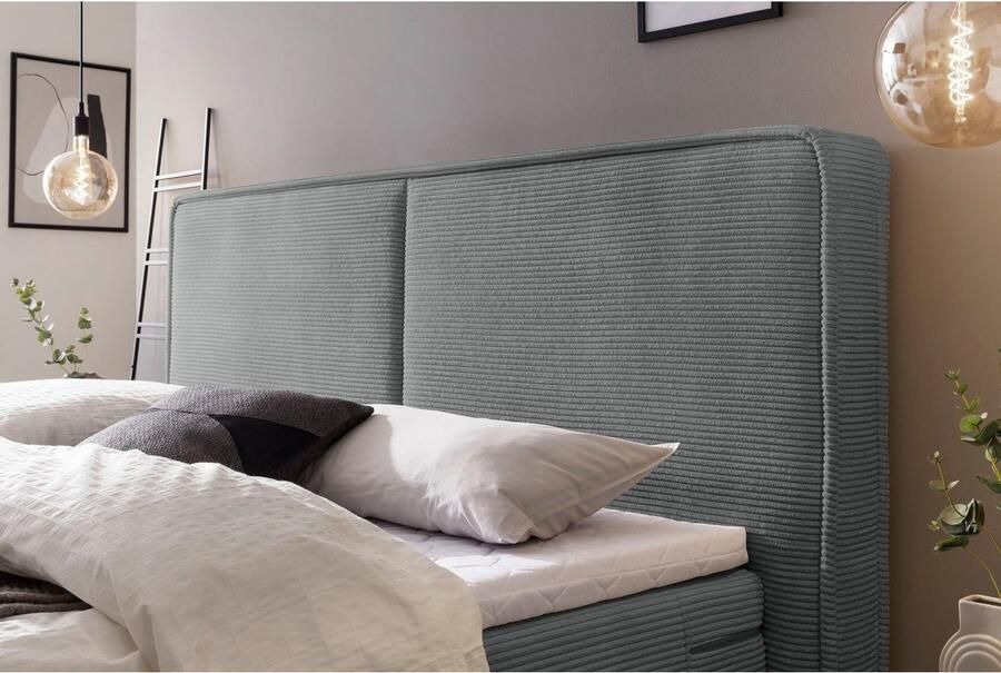 Home affaire Boxspring SHERWOOD Cord Hotelbed gestoffeerd bed premium bed boxspringbed Hoogwaardig corduroy zachte velours-structuur met premium Topper - Foto 4