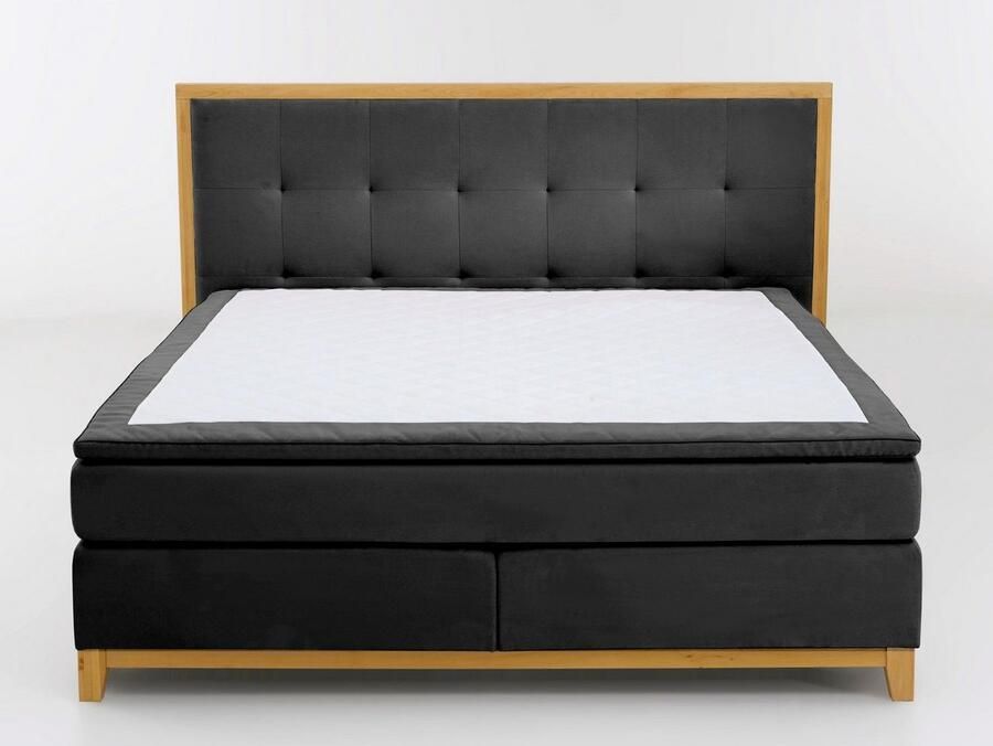 Home affaire Boxspring Sonja met stiksels in het hoofdbord en houten frame inclusief topmatras