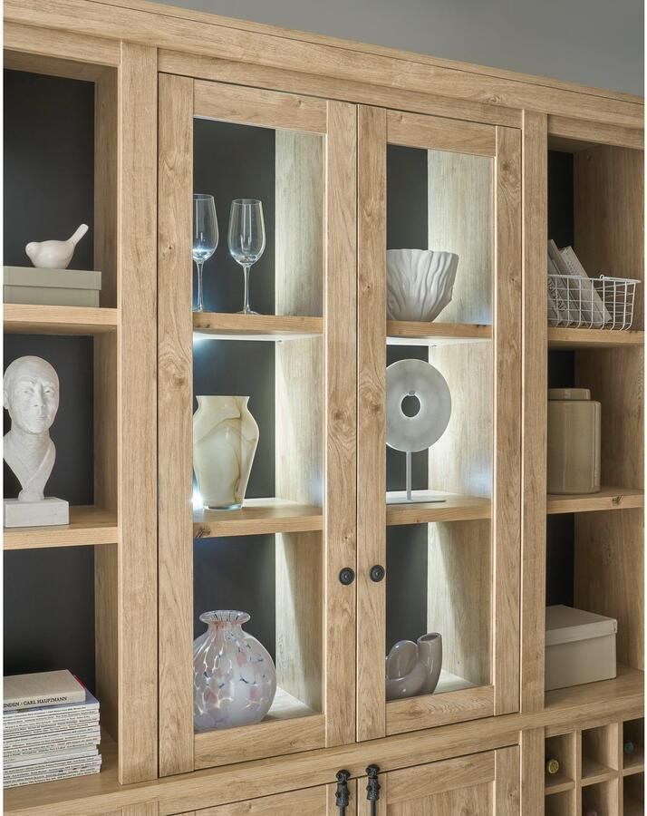 Home affaire Buffetkast Cornwall keukenkast in landelijke stijl dressoir eiken decor Metalen handgrepen 193 cm breed veel opbergruimte incl. flesindeling (1 stuk) - Foto 5