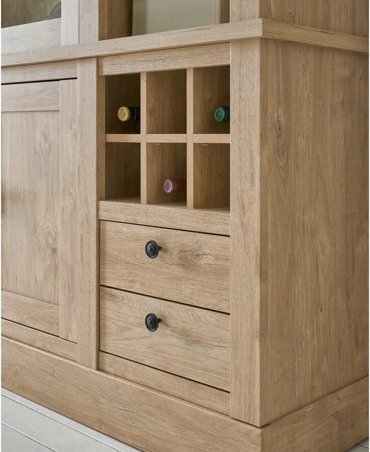 Home affaire Buffetkast Cornwall keukenkast in landelijke stijl dressoir eiken decor Metalen handgrepen 193 cm breed veel opbergruimte incl. flesindeling (1 stuk) - Foto 2