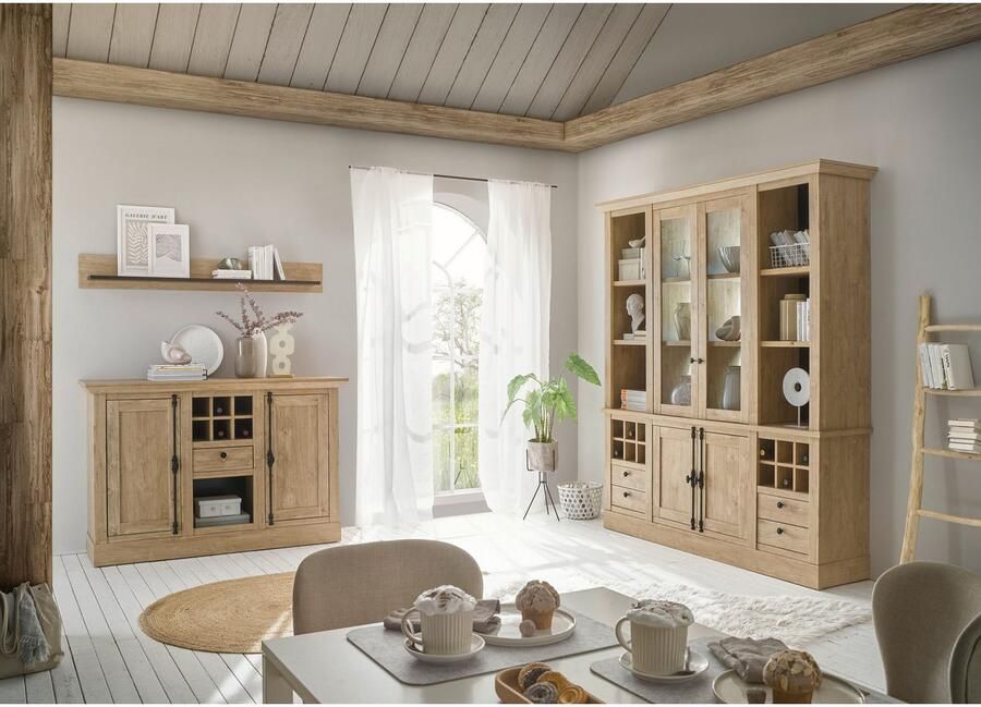 Home affaire Buffetkast Cornwall keukenkast in landelijke stijl dressoir eiken decor Metalen handgrepen 193 cm breed veel opbergruimte incl. flesindeling (1 stuk) - Foto 9