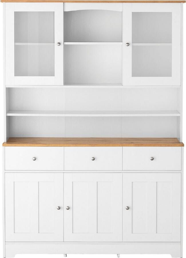 Home affaire Buffetkast Kate Breedte 128 cm met glasdeuren en houten deuren metalen grepen hoogte 182 cm - Foto 3