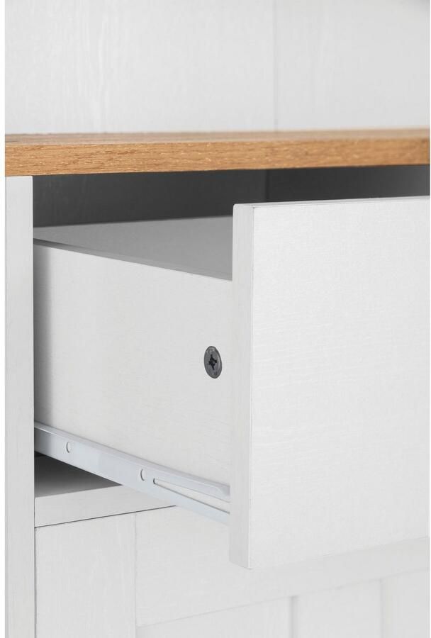 Home affaire Buffetkast Kate Breedte 128 cm met glasdeuren en houten deuren metalen grepen hoogte 182 cm - Foto 7