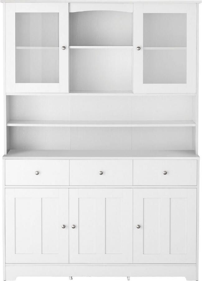 Home affaire Buffetkast Kate Breedte 128 cm met glasdeuren en houten deuren metalen grepen hoogte 182 cm - Foto 3