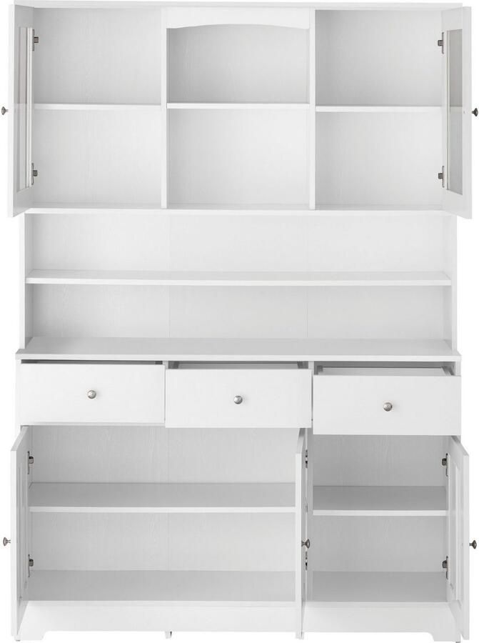 Home affaire Buffetkast Kate Breedte 128 cm met glasdeuren en houten deuren metalen grepen hoogte 182 cm - Foto 2