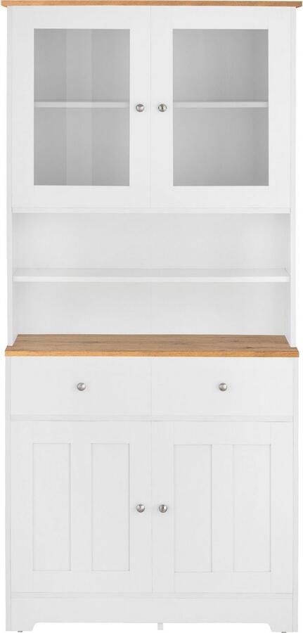 Home affaire Buffetkast Kate Breedte 88 cm met glasdeuren en houten deuren metalen handgrepen hoogte 182 cm - Foto 8