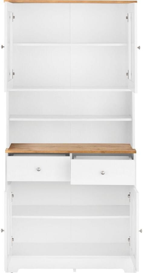 Home affaire Buffetkast Kate Breedte 88 cm met glasdeuren en houten deuren metalen handgrepen hoogte 182 cm - Foto 7
