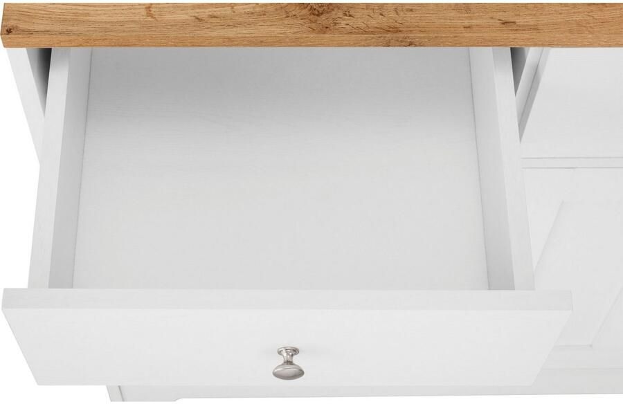 Home affaire Buffetkast Kate Breedte 88 cm met glasdeuren en houten deuren metalen handgrepen hoogte 182 cm - Foto 5