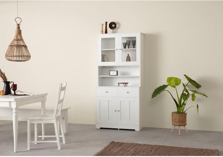 Home affaire Buffetkast Kate Breedte 88 cm met glasdeuren en houten deuren metalen handgrepen hoogte 182 cm - Foto 5