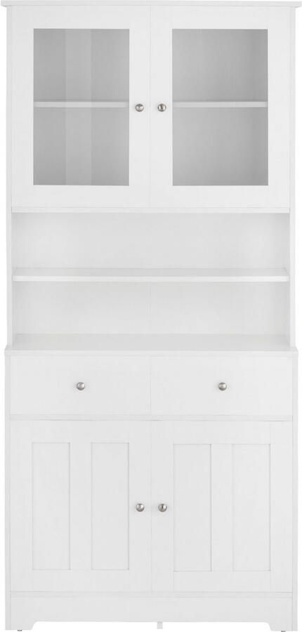 Home affaire Buffetkast Kate Breedte 88 cm met glasdeuren en houten deuren metalen handgrepen hoogte 182 cm - Foto 7