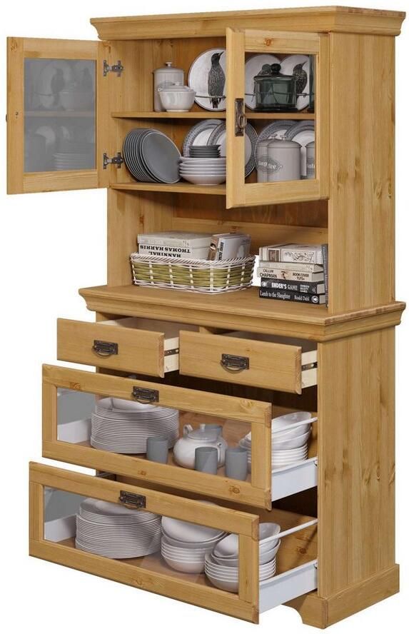 Home affaire Buffetkast Rügen gecertificeerd massief hout hoogte 168 cm in landhuisstijl - Foto 4