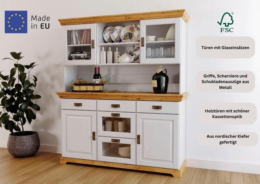 Home affaire Buffetkast Rügen gecertificeerd massief hout in landhuisstijl - Foto 8