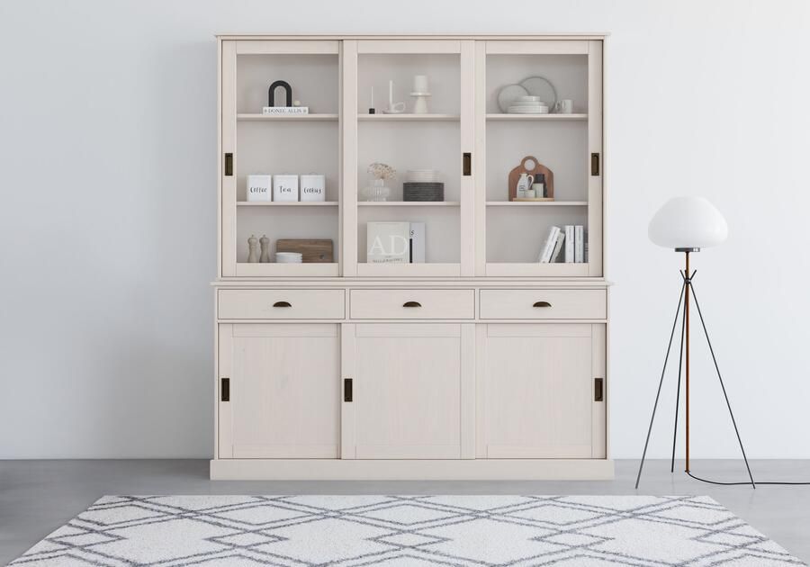 Home affaire Buffetkast Schröder met 6 schuifdeuren waarvan 3 met glas-inzet br.170 cm massief grenen - Foto 9