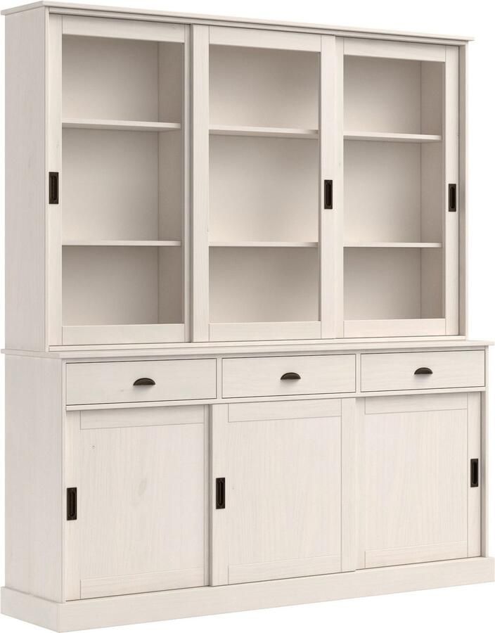 Home affaire Buffetkast Schröder met 6 schuifdeuren waarvan 3 met glas-inzet br.170 cm massief grenen - Foto 6