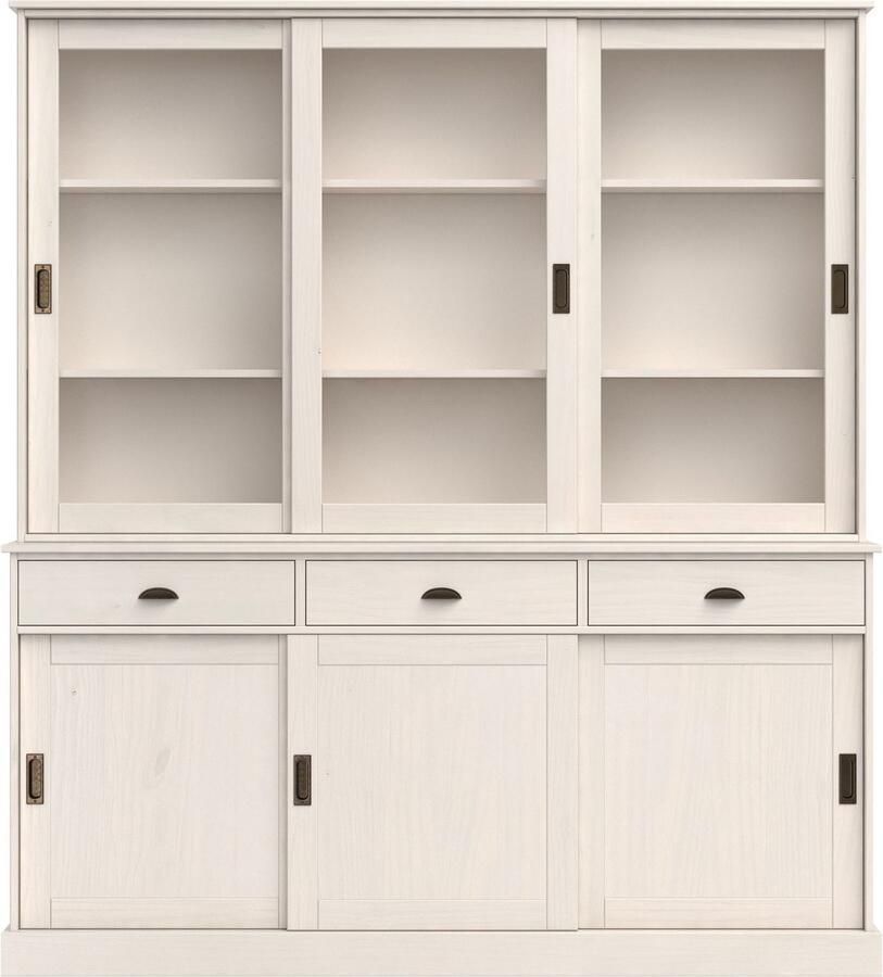 Home affaire Buffetkast Schröder met 6 schuifdeuren waarvan 3 met glas-inzet br.170 cm massief grenen - Foto 4