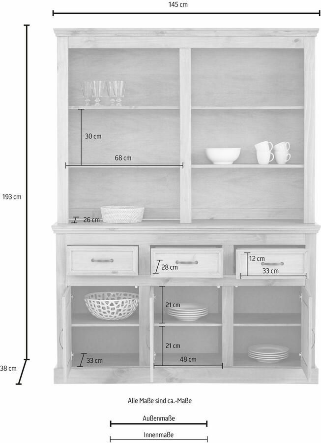 Home affaire Buffetkast Selma Breedte 145 cm - Foto 5