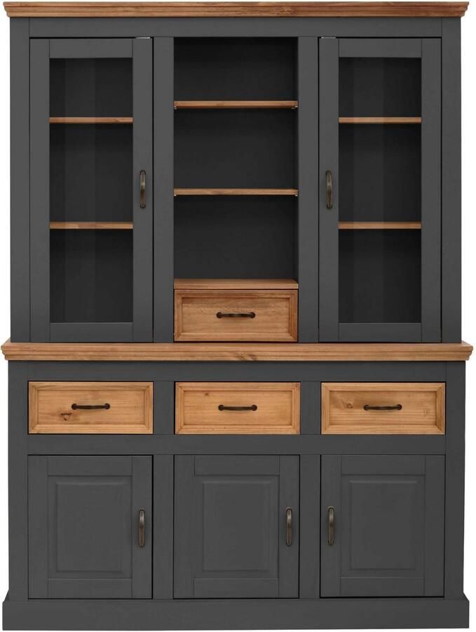 Home affaire Buffetkast Selma gemaakt van massief grenen met metalen handgrepen in een antieke look - Foto 2