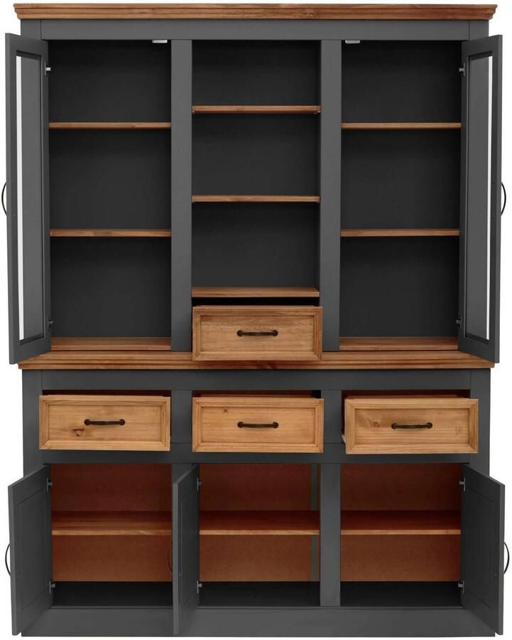 Home affaire Buffetkast Selma gemaakt van massief grenen met metalen handgrepen in een antieke look