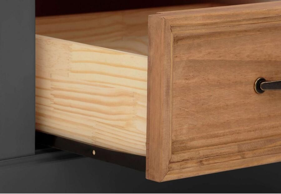 Home affaire Buffetkast Selma gemaakt van massief grenen met metalen handgrepen in een antieke look - Foto 3