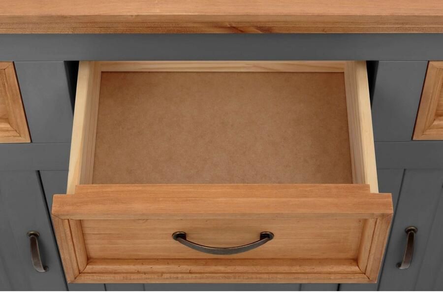 Home affaire Buffetkast Selma gemaakt van massief grenen met metalen handgrepen in een antieke look - Foto 5