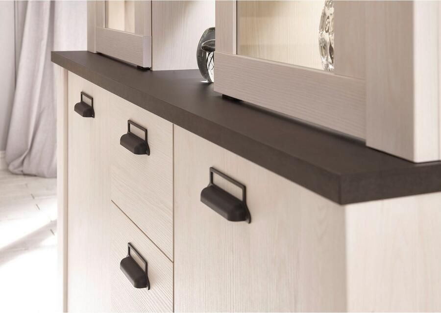 Home affaire Buffetkast Sherwood Houtdecor met schuurdeurbeslag en apothekersgrepen breedte 133cm - Foto 4