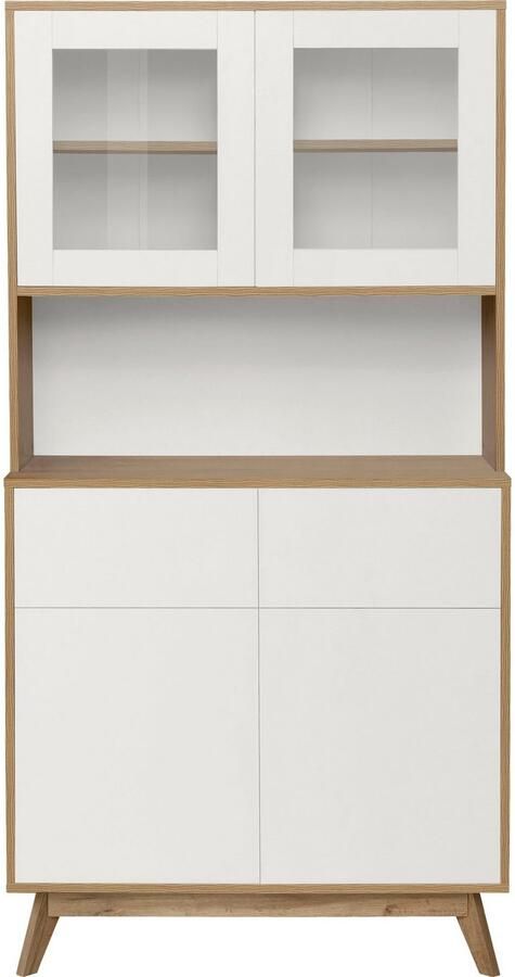 Home affaire Buffetkast Skandi 2 glasdeuren 2 houten deuren en 2 laden breedte 84 cm hoogte 165 cm - Foto 11