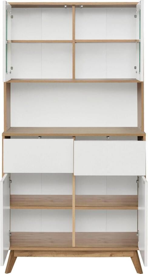 Home affaire Buffetkast Skandi 2 glasdeuren 2 houten deuren en 2 laden breedte 84 cm hoogte 165 cm - Foto 9