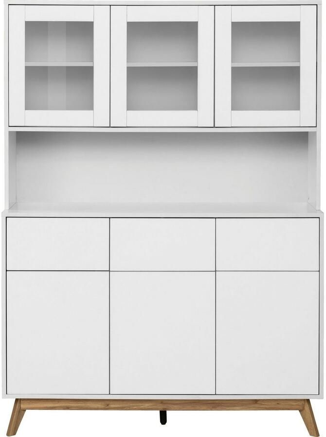 Home affaire Buffetkast Skandi 3 glasdeuren 3 houten deuren en 3 laden breedte 120 cm hoogte 165 cm - Foto 6