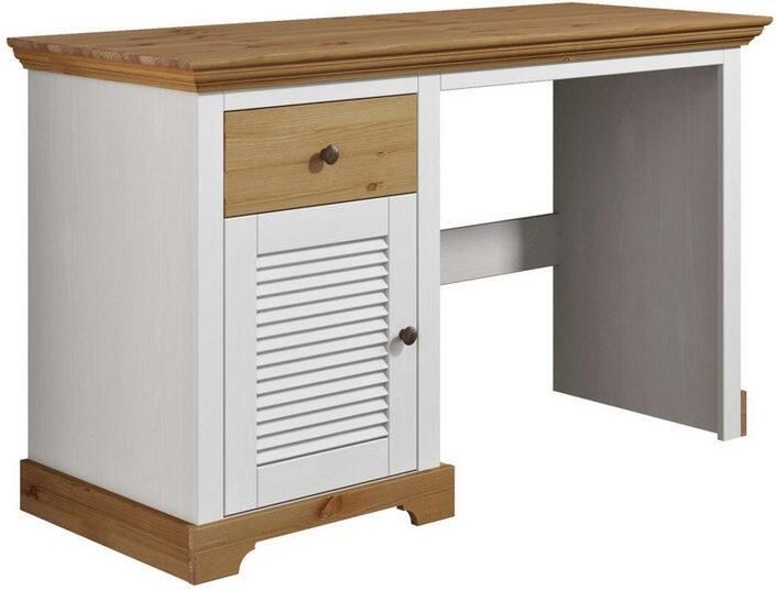 Home affaire Bureau Ayanna Massief hout met lade en deur lamellenfront breedte 130 cm - Foto 7