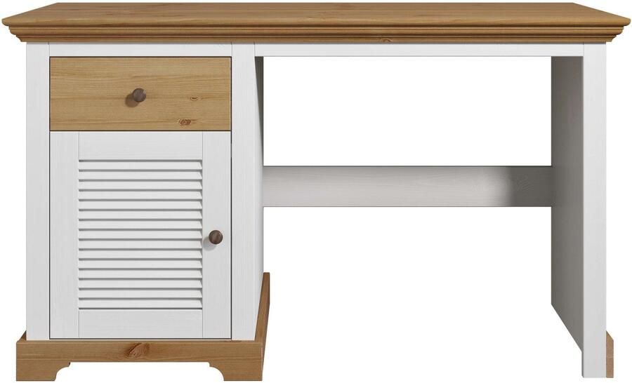 Home affaire Bureau Ayanna Massief hout met lade en deur lamellenfront breedte 130 cm - Foto 6