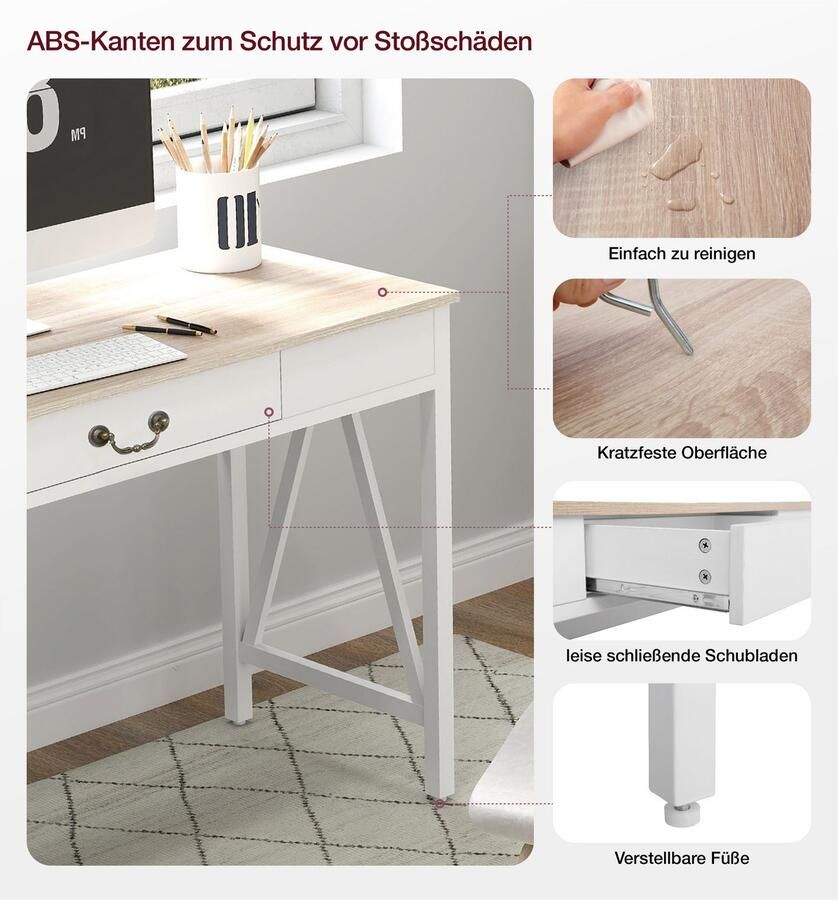 Home affaire Bureau Bellerie Landhuisstijl soft-close krasbestendige oppervlakte breedte 120 cm