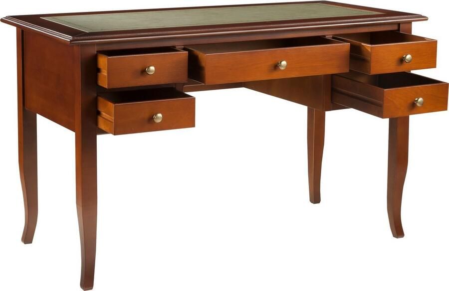 Home affaire Bureau Conte bureau met lades en knoppen grepen Breedte 131 cm tafelblad gedeeltelijk van kunstleer - Foto 6